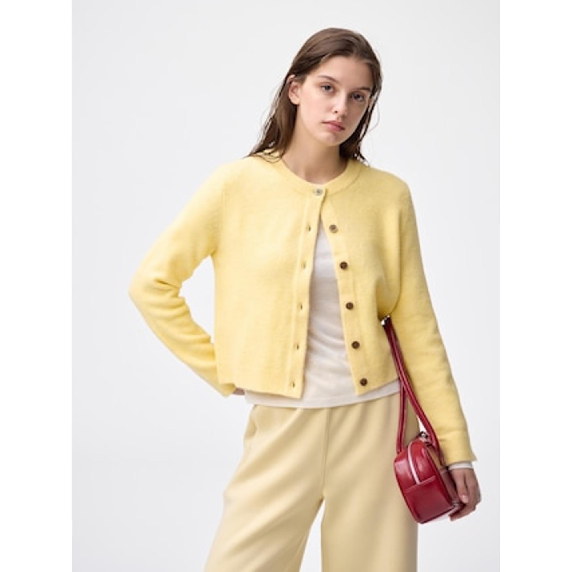 パフニットクルーネックカーディガン