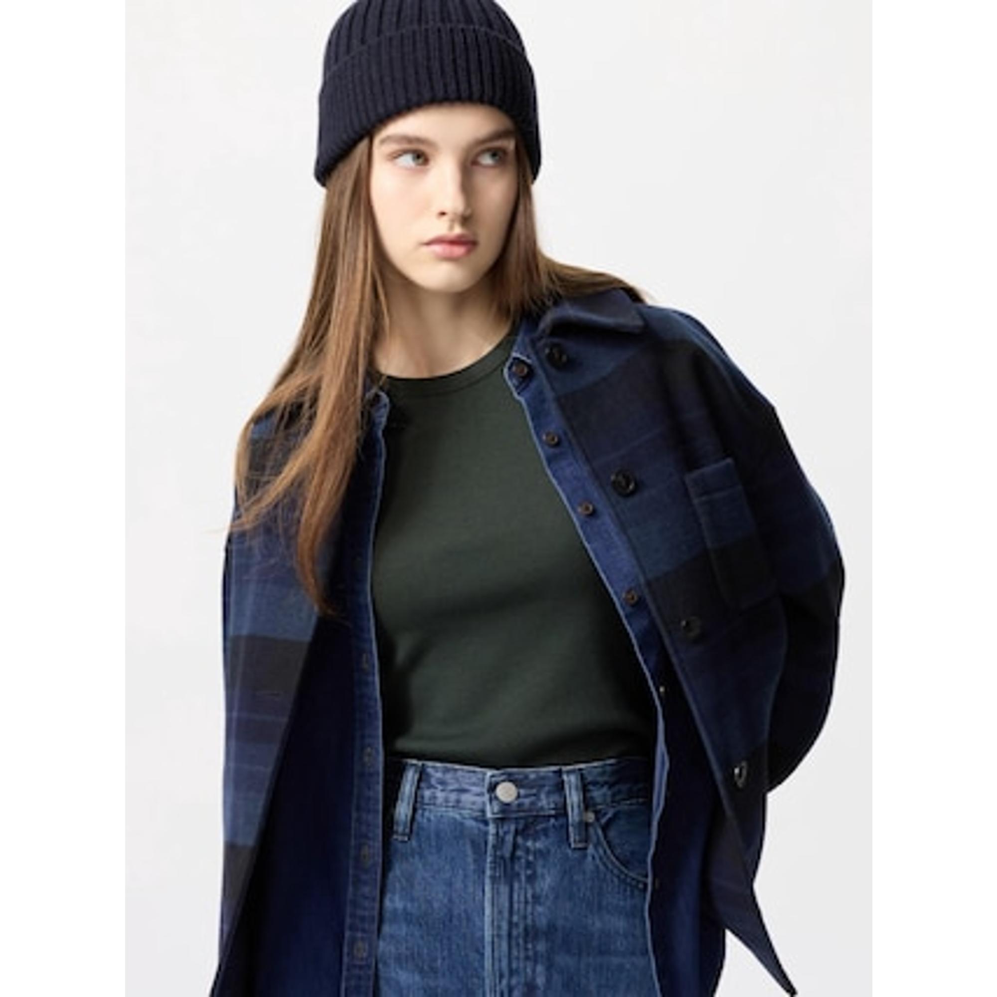 ソフトリブクルーネックT