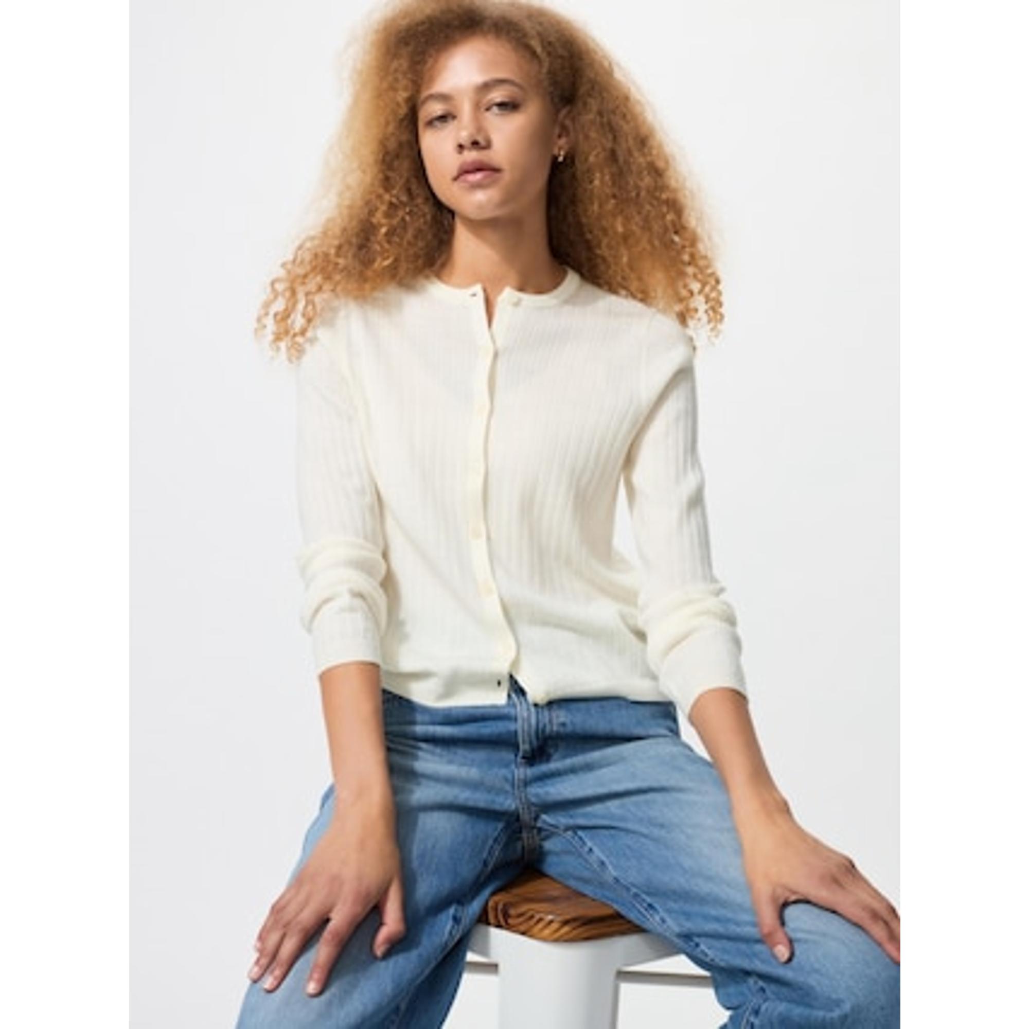 メリノリブクルーネックショートカーディガン